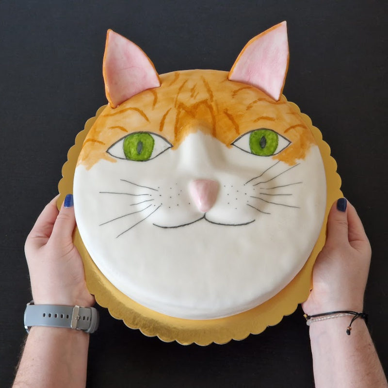 Dort kočka - piškot, pudinkový krém, potahovací hmota
