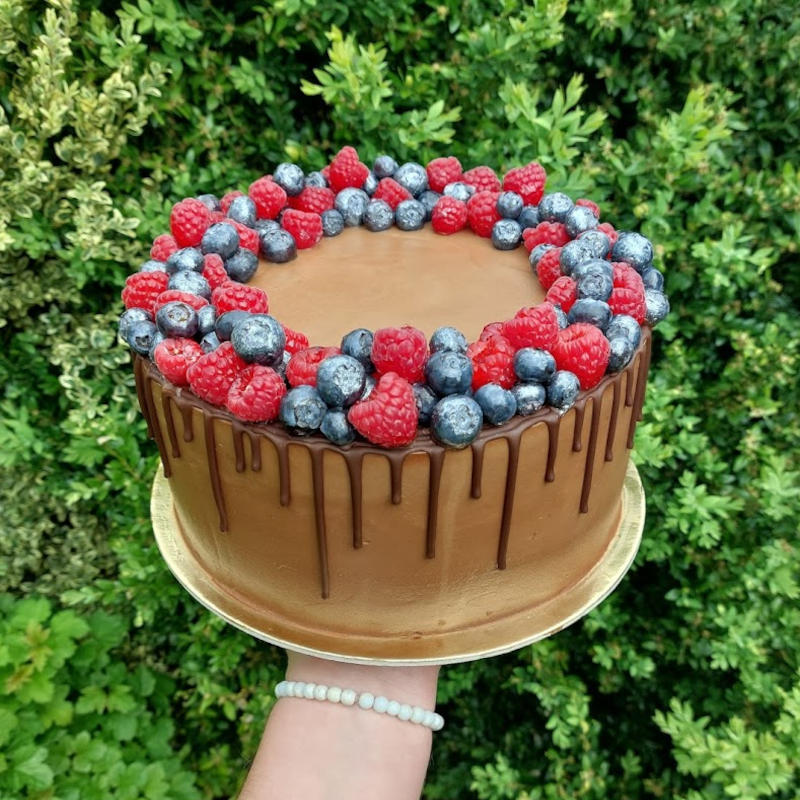 Lehký čokoládový dort s ovocem - kakový korpus, čokokrém z mascarpone, ovoce
